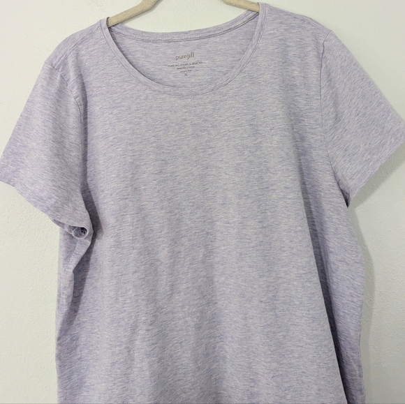 J. Jill Pure Jill Short Sleeve Tee Crewneck Marled Heather Lilac Pima Cotton XL - Picture 2 of 10